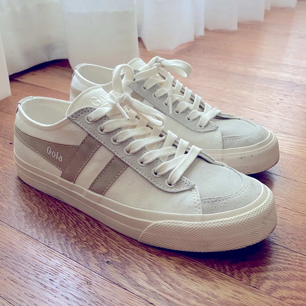 Gola Cream and Light Gray Canvas Sneakers